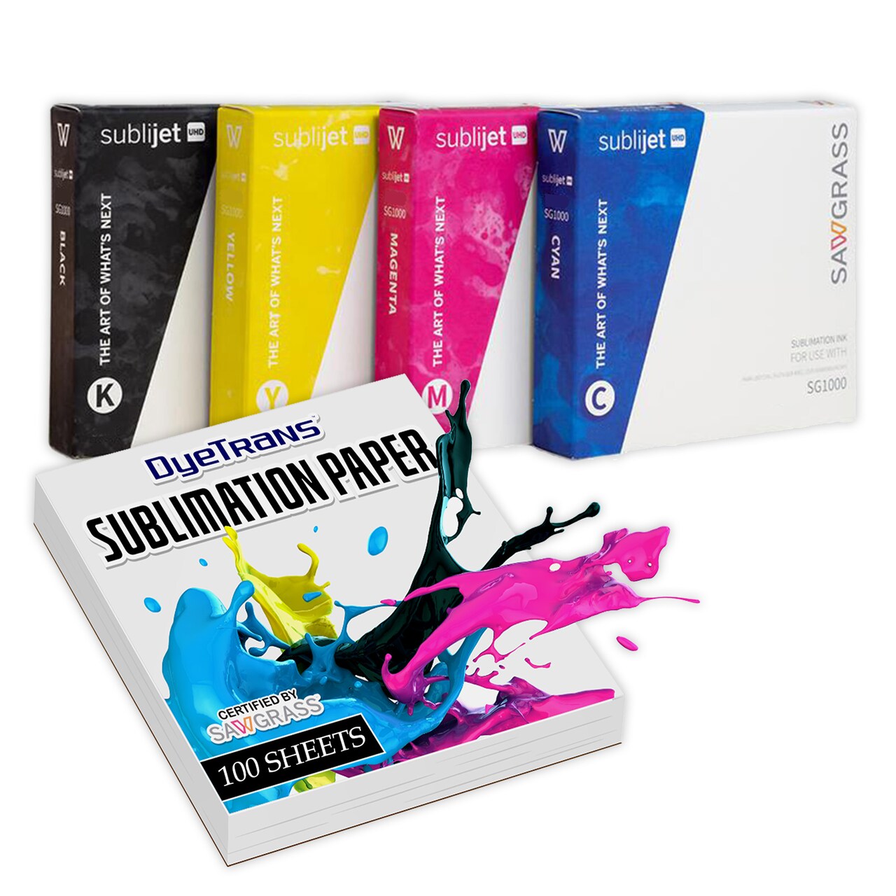 Complete Set Sawgrass SubliJet UHD Ink for Sublimation Printing with the SG1000. Genuine SawGrass Ink Cartridges